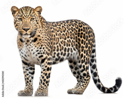 photo of leopard isolated on white background. Generative AI