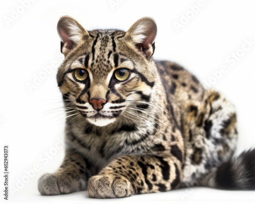 photo of marbled cat isolated on white background. Generative AI