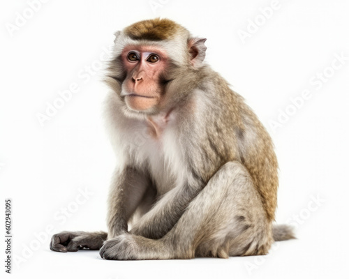 photo of macaque isolated on white background. Generative AI