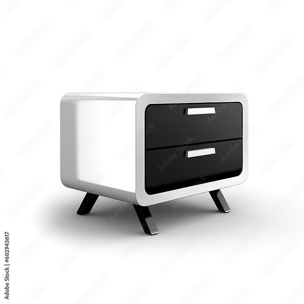 Illustration of a white chest of drawers on a white background Illustration of a white chest of drawers on a white background