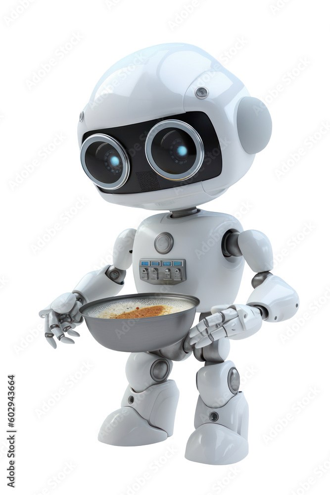 A cute little robot is cooking. Ai generated. A cute little robot is cooking. Ai generated.