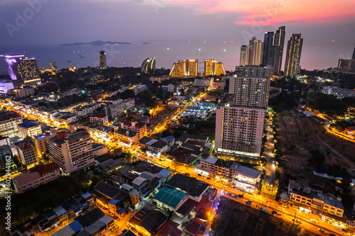 Aerial view of Pattaya  Bang Lamung District  Chon Buri  Thailand