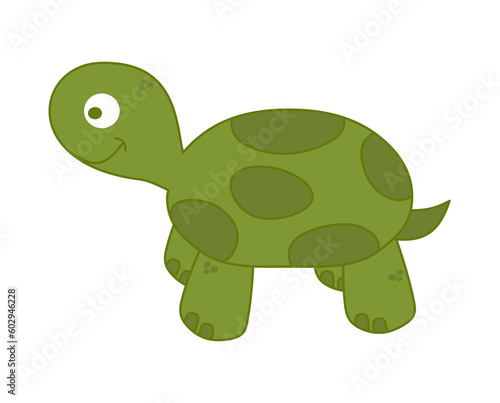 Abstract drawing of a young green turtle on transparent background