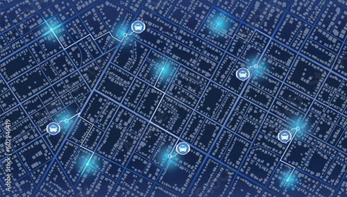Gps map navigation to own house with smartphone app. Location mark and automobile sign. Passenger location sharing for driver. Isolated connected vehicle remote data monitoring. Autonomous online car.
