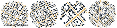 Gps map set navigation to own house. City top view. View from above the map buildings. Detailed view of city. Decorative graphic tourist map. Abstract transportation background. Vector, illustration.