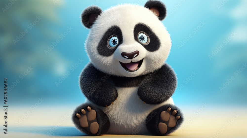 3d illustration of a funny cute panda 3d illustration of a funny cute panda