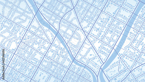Location tracks dashboard. City street road. City streets route distance data, path turns and destination tag or mark. Huge city top view.