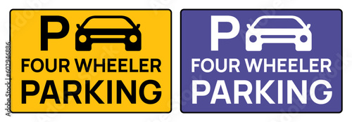 Parking zone vector. two wheeler, four wheeler, three wheeler,VIP parking area, Staff only parking space with vehicle symbols. Auto Rikshaw park stand, car park zone, motorcycle parking area. P icon 