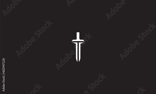Swords in flat style and silhouettes isolated on black background.