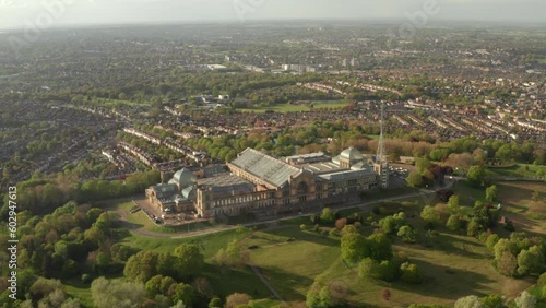 Wide circling aerial shot of Alexandra Palace North London photo