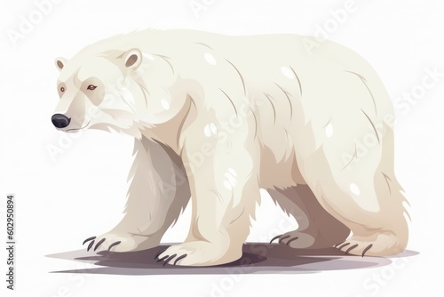 A polar bear is standing on a white background. Generative AI