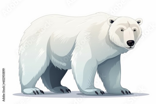 A polar bear is standing in front of a white background. Generative AI