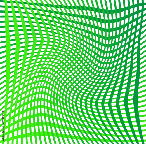 Original vector abstract geometric pattern in the form of a green deformed grid on a white background