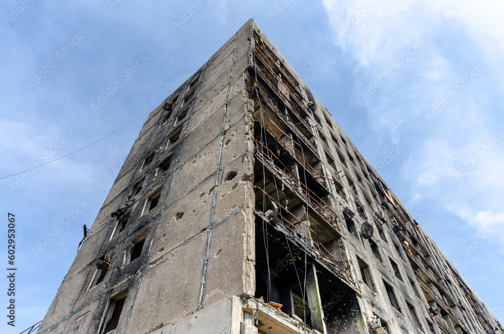 destroyed and burned houses in the city Russia Ukraine war destroyed and burned houses in the city Russia Ukraine war