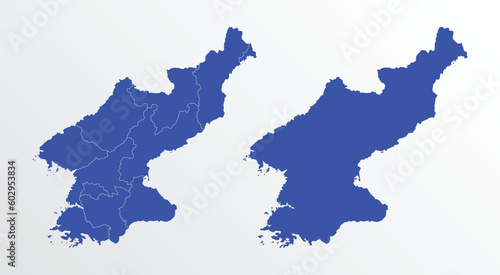 North Korea map vector illustration. blue color on white background