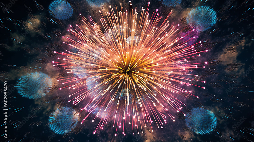 Fototapeta premium Fireworks in the night sky generative ai