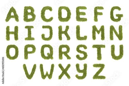 Green font alphabet A-Z letters image in PNG isolated on transparent background