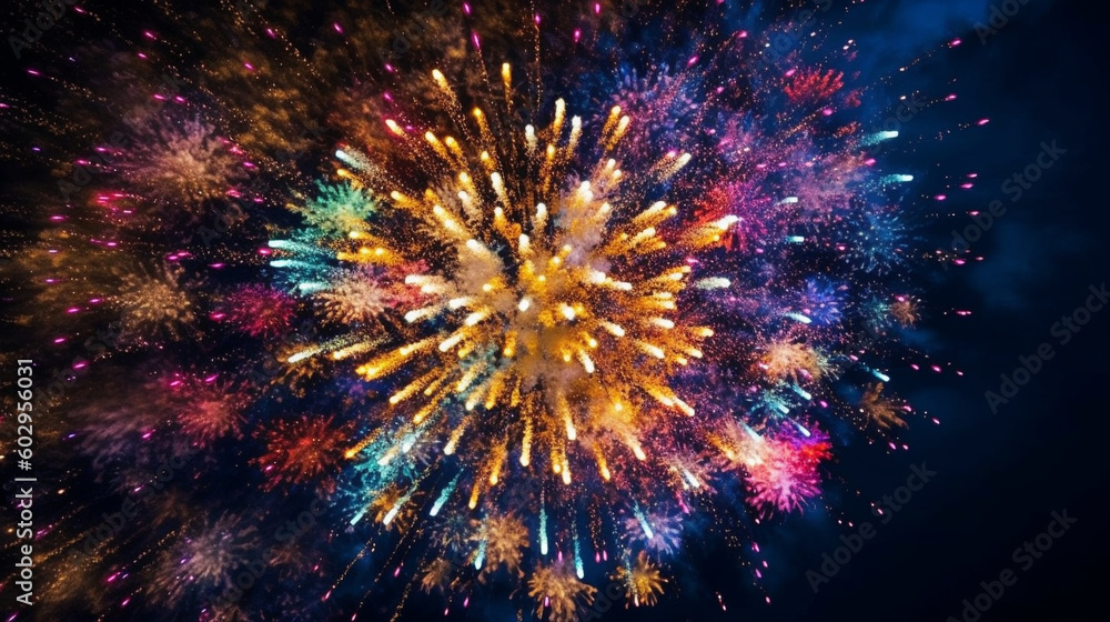 Fototapeta premium Fireworks in the night sky generative ai