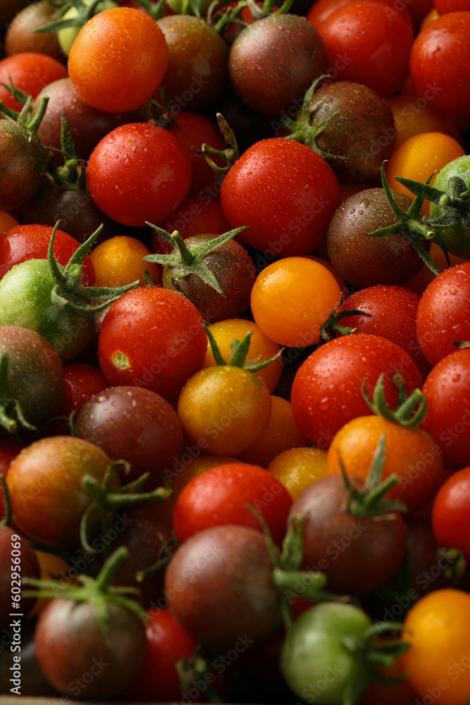 Mix of cherry tomatoes closeup Mix of cherry tomatoes closeup