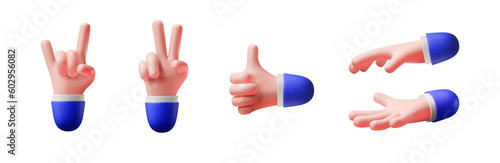 Hand gestures isolated on white background. 3d hands for web design.