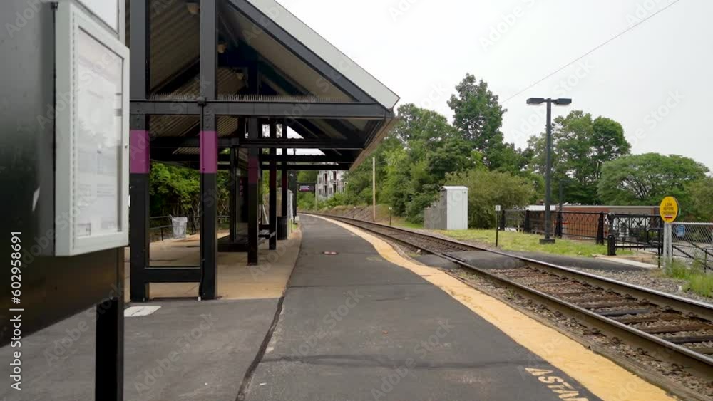 An empty train station on an overcast day in Boston, Massachusetts. An empty train station on an overcast day in Boston, Massachusetts.