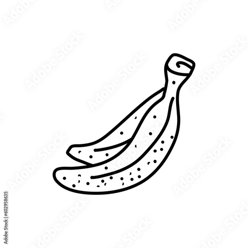 Banana vector illustration hand drawn. Linear drawing banana isolated on white background. Sketch for coloring booking page. Vector illustration © hilda
