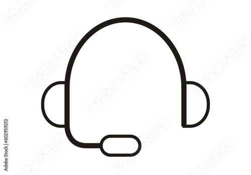 Icono negro de auriculares con micrófono. 