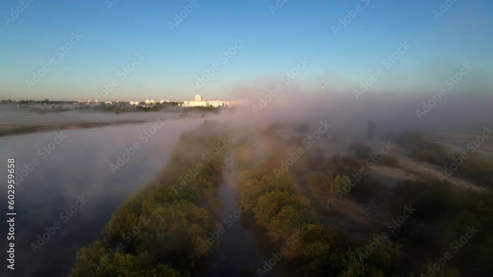 fog at dawn, fog over the river, fog over the forest, nature in fog, clouds low above the ground, drone shooting fog at dawn, fog over the river, fog over the forest, nature in fog, clouds low above the ground, drone shooting