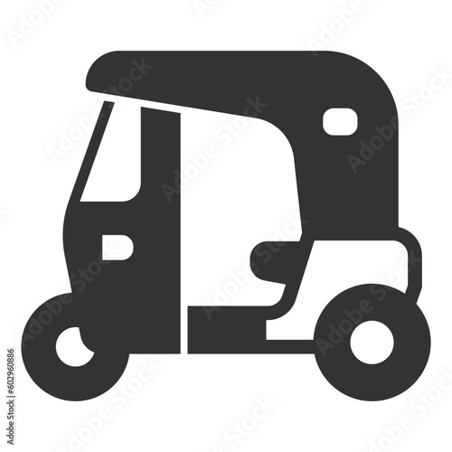 Tricycle, auto rickshaw  - icon, illustration on white background, glyph style