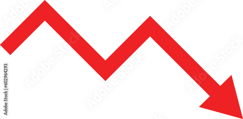 vector illustration of a red arrow trending down