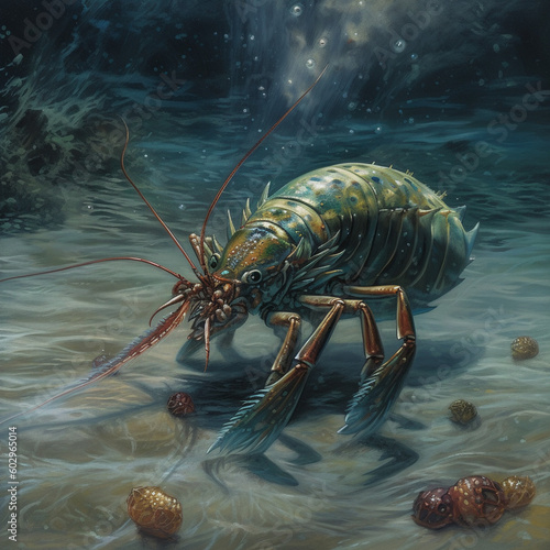shrimp in the water  illustration  Generative AI