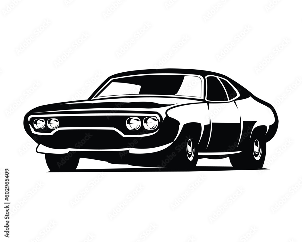 1997 plymouth gtx car with isolated white background view from front. Best for logo, badge, emblem, icon, sticker design. available in eps 10