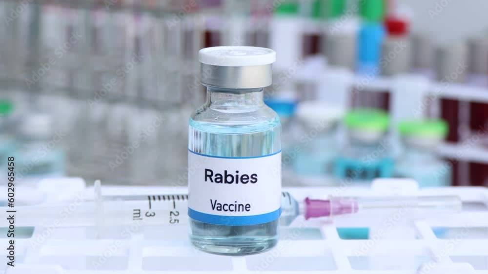 Rabies Injection Items Rabies vaccine in a vial, immunization and treatment of infection ...