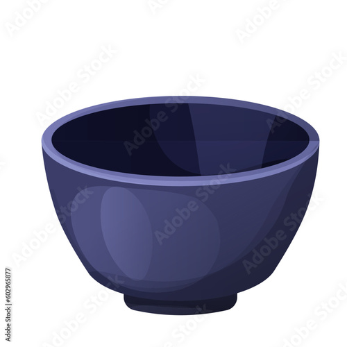 Teacup traditional asian shape, ceramic in cartoon style isolated on white background. 