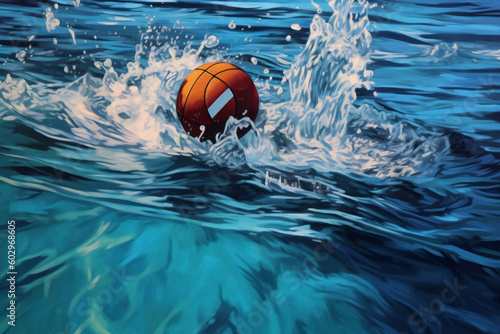 Playing water polo, water sport activity illustration Generative AI  © LayerAce.com
