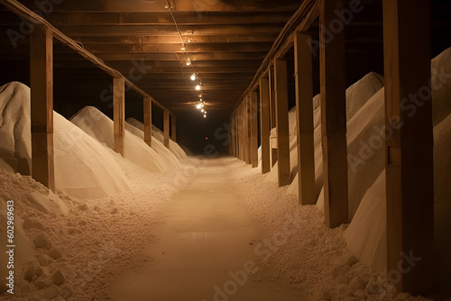 Salt mines underground. Neural network AI generated art Generative AI photo