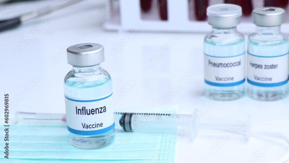 Influenza vaccine in a vial, immunization and treatment of infection, vaccine used for disease prevention Influenza vaccine in a vial, immunization and treatment of infection, vaccine used for disease prevention
