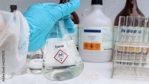 Cyanide Solution, Hazardous chemicals and symbols on containers