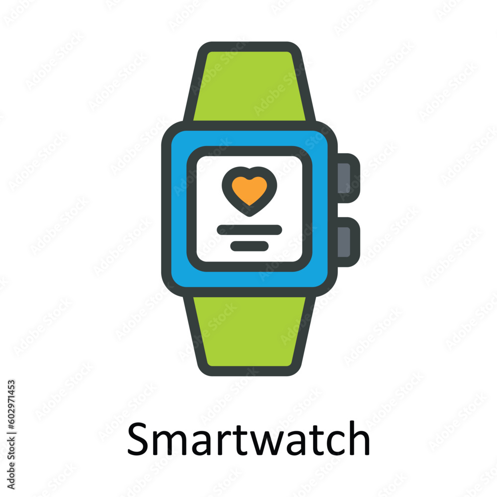 Smart watch vector Fill outline Icon Design illustration. Time Management Symbol on White background EPS 10 File Smart watch vector Fill outline Icon Design illustration. Time Management Symbol on White background EPS 10 File