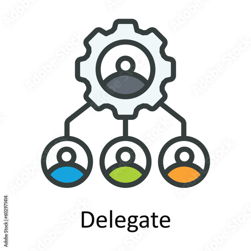 Delegate vector Fill outline Icon Design illustration. Time Management Symbol on White background EPS 10 File
