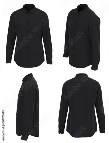 Men Shirt with long sleeves. Button down shirt. Black Shirt 