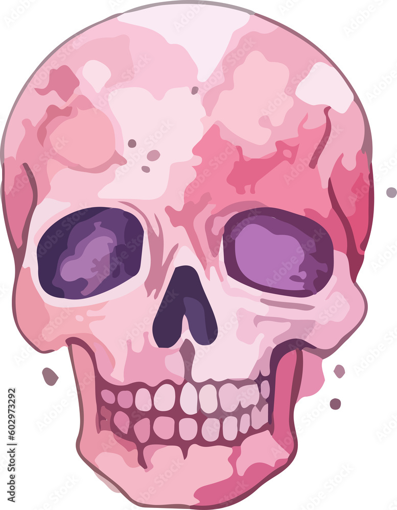 Fototapeta premium Red watercolor skull with stroke