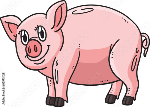 Mother Pig Cartoon Colored Clipart Illustration