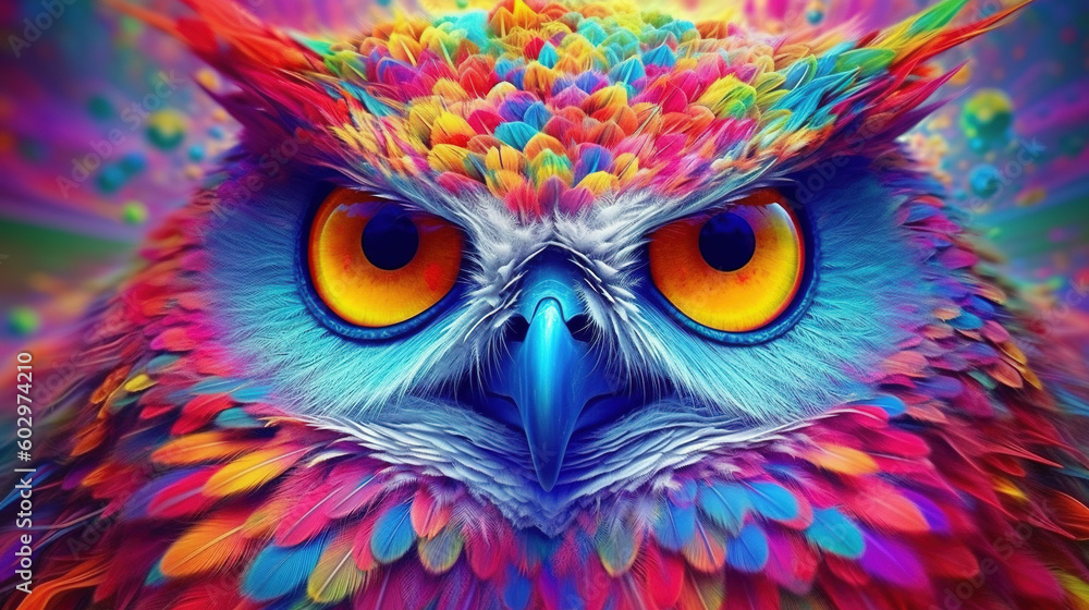 Obraz premium Psychedelic owl art illustration