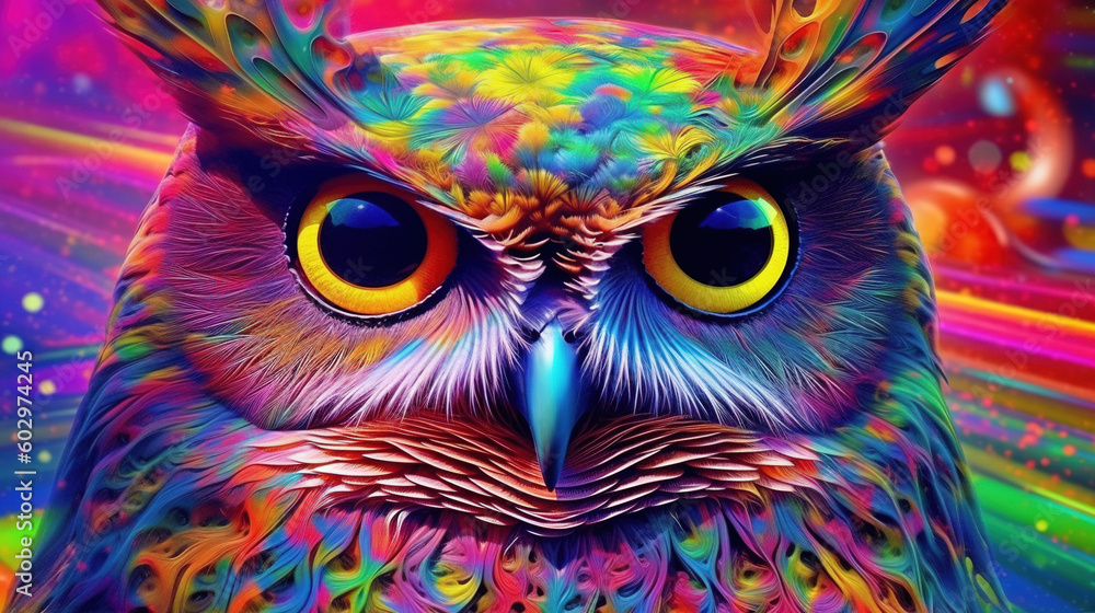 Psychedelic owl art illustration Psychedelic owl art illustration