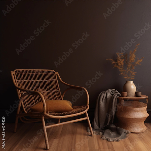 Modern interior background with a chair and table
