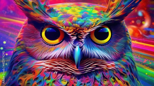 Psychedelic owl art illustration