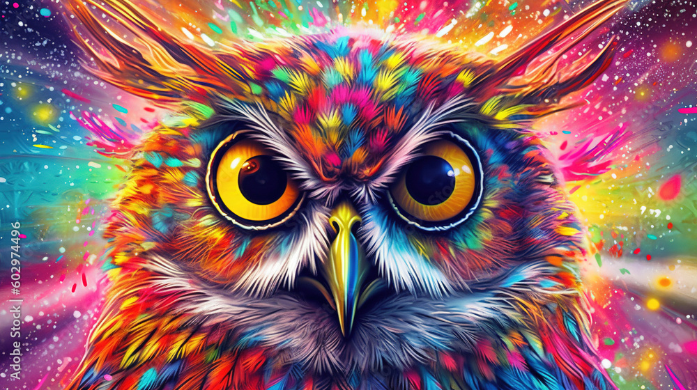 Psychedelic owl art illustration