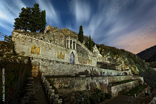 Obraz na płótnie Night at the Ciucioi garden: a 19th century monumental garden built in Gothic and Arabesque style. Lavis, Trentino, Italy. w salonie
