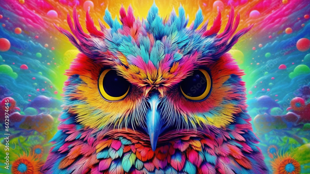 Psychedelic owl art illustration Psychedelic owl art illustration